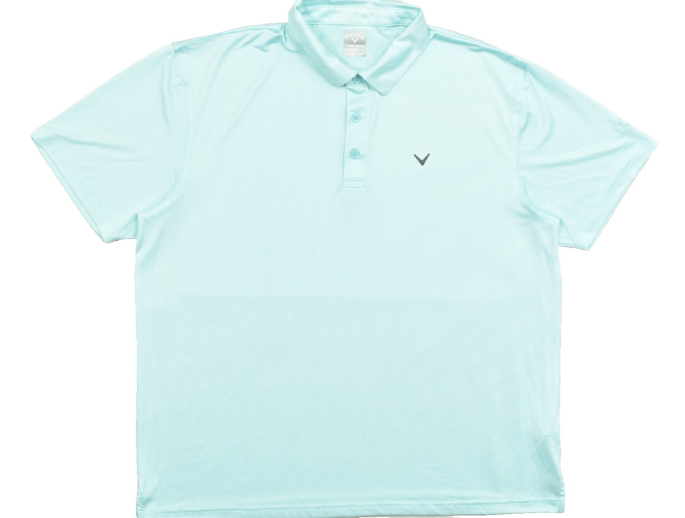 Callaway Opti-Dri Men's XXL Polo Shirt Aqua Blue Striped Short Sleeve Golf Top